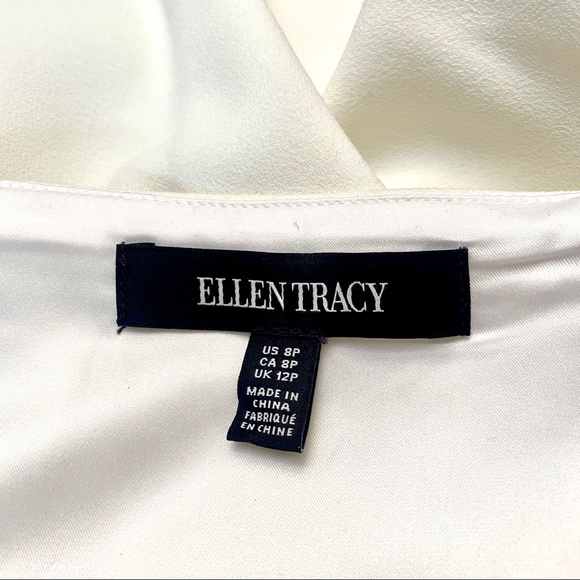 NEW Ellen Tracy Petite Ivory Off White Flounce Hem Peplum Midi Pencil Skirt 8P - Picture 9 of 11